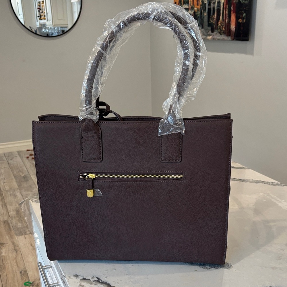 Joy & Iman Structured Tote in Deep Plum